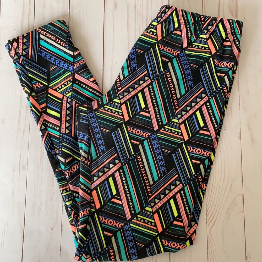 NOBO medium 7/9 Retro neon geometric Soft Velvet Leggings comfortable loud